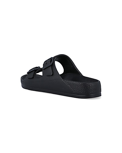 360 degree animation of product Black double strap sandals frame-6