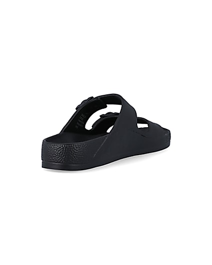 360 degree animation of product Black double strap sandals frame-11