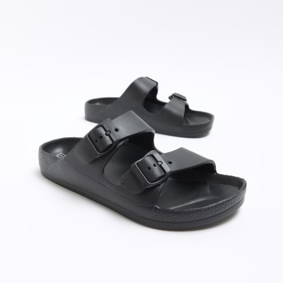 Black double strap sandals | River Island