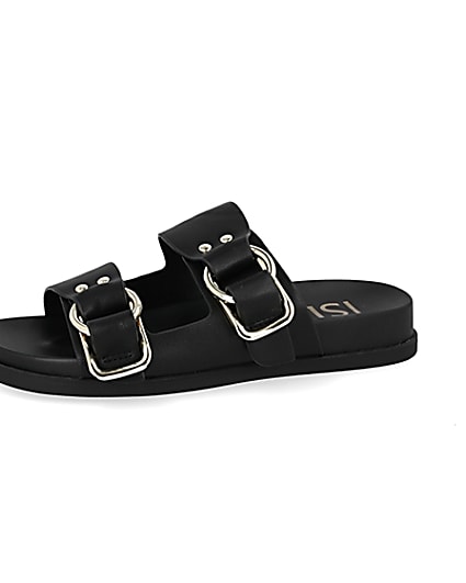 360 degree animation of product Black double strap sandals frame-2