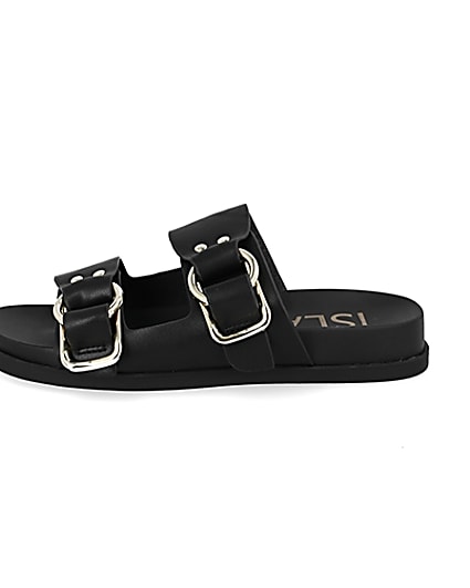 360 degree animation of product Black double strap sandals frame-3