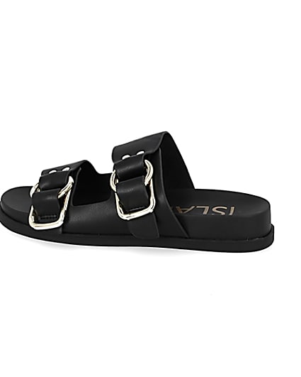 360 degree animation of product Black double strap sandals frame-4