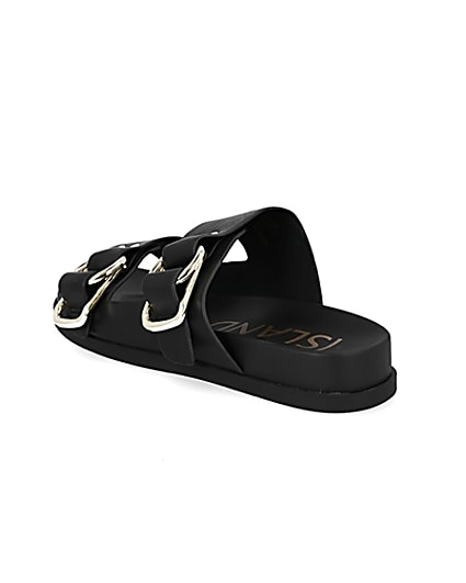 360 degree animation of product Black double strap sandals frame-6