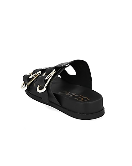 360 degree animation of product Black double strap sandals frame-7
