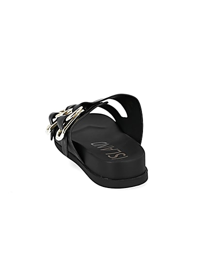 360 degree animation of product Black double strap sandals frame-8