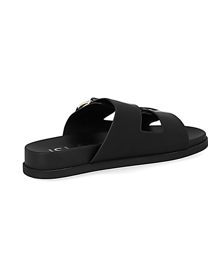 360 degree animation of product Black double strap sandals frame-13