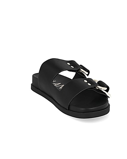 360 degree animation of product Black double strap sandals frame-19