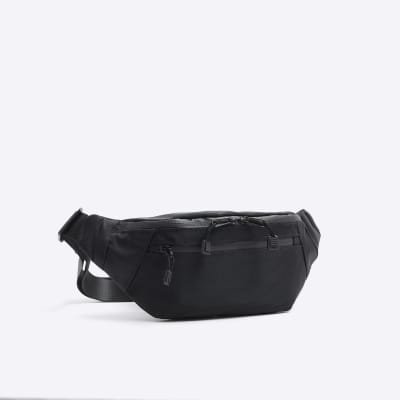 Black Double Zip Bum Bag River Island