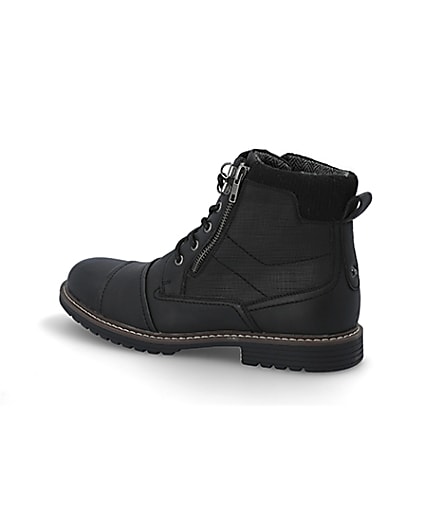 360 degree animation of product Black double zip lace-up wide fit boots frame-5