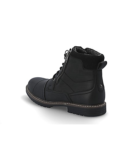 360 degree animation of product Black double zip lace-up wide fit boots frame-6