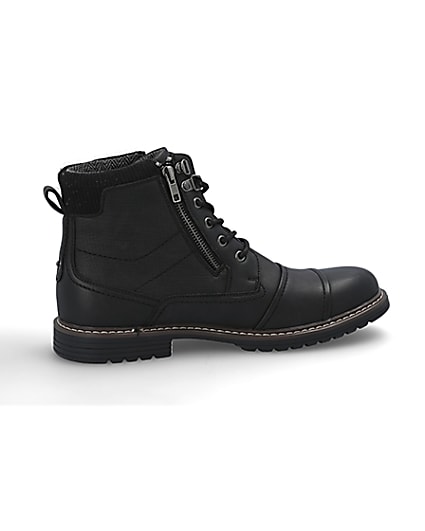 360 degree animation of product Black double zip lace-up wide fit boots frame-14