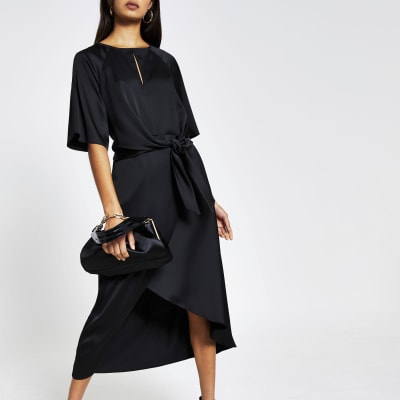 black front knot dress