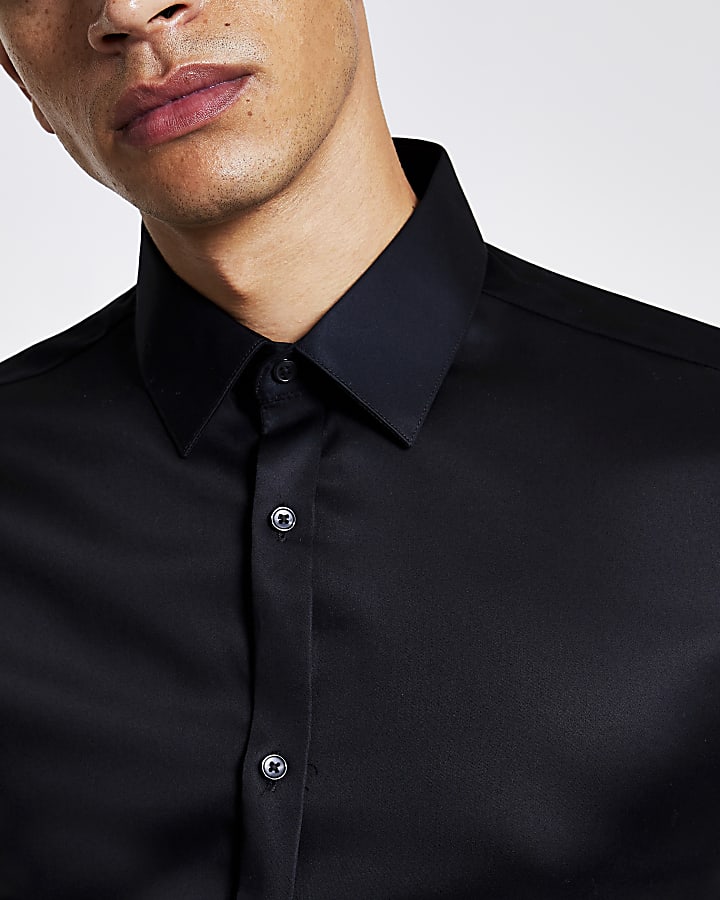 Black Egyptian cotton long sleeve shirt