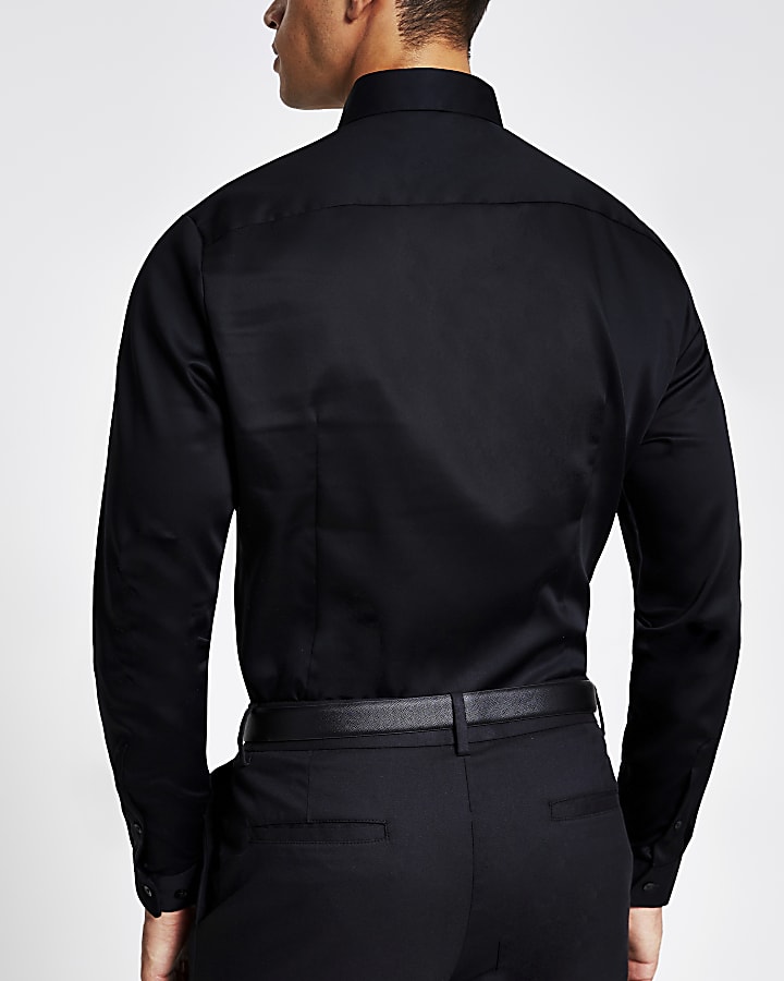 Black Egyptian cotton long sleeve shirt
