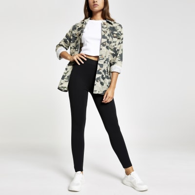 Black elastic waist skinny leggings