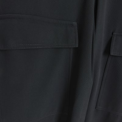 Black elasticated cargo trousers River Island