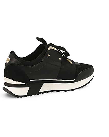 360 degree animation of product Black elasticated lace-up runner trainers frame-13