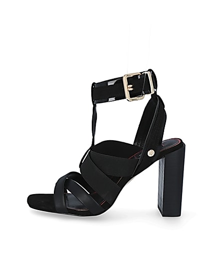 360 degree animation of product Black elasticated strap wide fit sandals frame-3