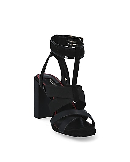 360 degree animation of product Black elasticated strap wide fit sandals frame-19