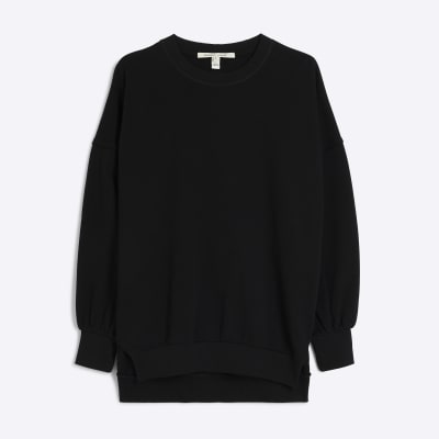 Black Elliptical Seam Sweatshirt | River Island