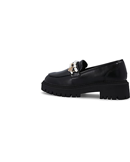 360 degree animation of product Black embellished chunky loafers frame-4