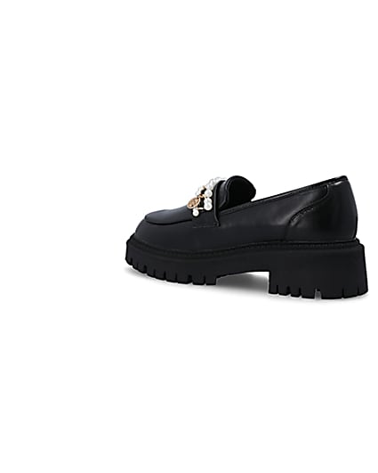 360 degree animation of product Black embellished chunky loafers frame-5