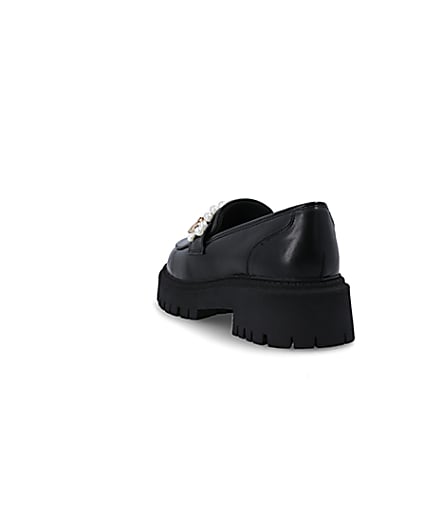 360 degree animation of product Black embellished chunky loafers frame-7