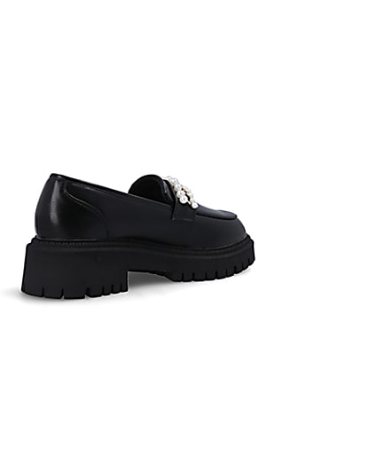 360 degree animation of product Black embellished chunky loafers frame-12