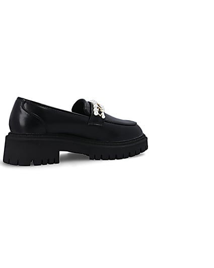 360 degree animation of product Black embellished chunky loafers frame-13