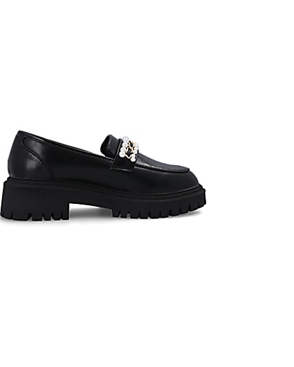 360 degree animation of product Black embellished chunky loafers frame-14