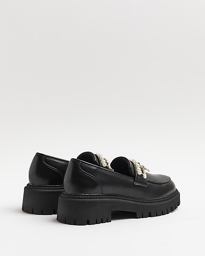 Black embellished chunky loafers