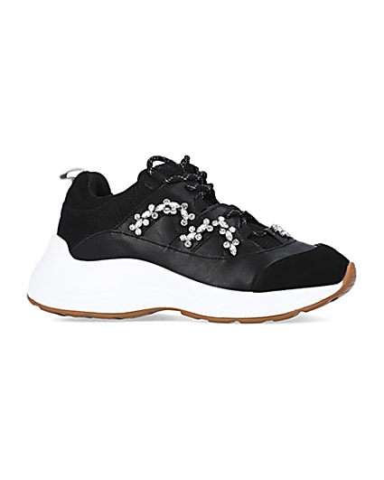 360 degree animation of product Black embellished chunky trainers frame-16