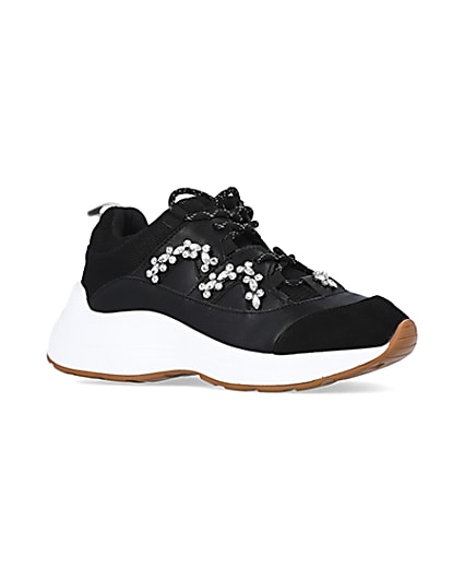360 degree animation of product Black embellished chunky trainers frame-17