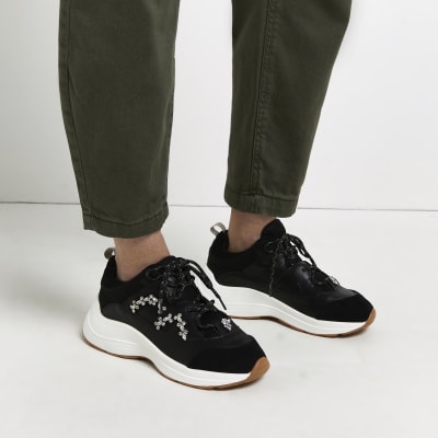 black embellished trainers