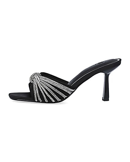 360 degree animation of product Black embellished heeled mule shoes frame-3