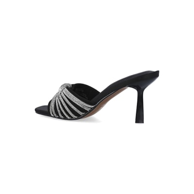 360 degree animation of product Black embellished heeled mule shoes frame-5