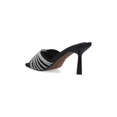 360 degree animation of product Black embellished heeled mule shoes frame-6