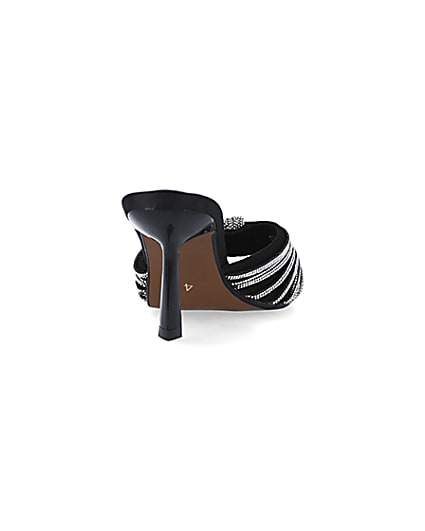 360 degree animation of product Black embellished heeled mule shoes frame-10