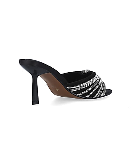 360 degree animation of product Black embellished heeled mule shoes frame-12