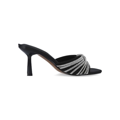 Black high best sale heel mule shoes