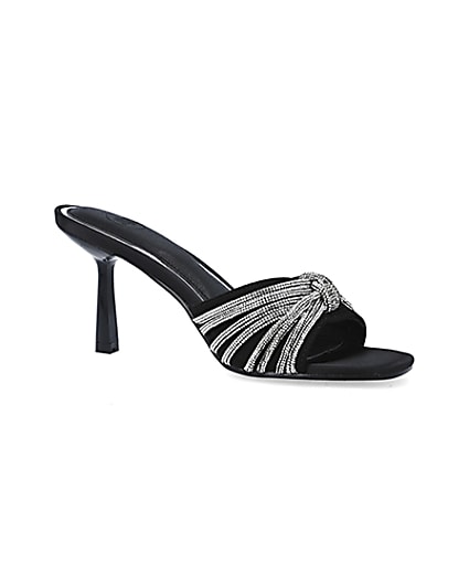 360 degree animation of product Black embellished heeled mule shoes frame-17