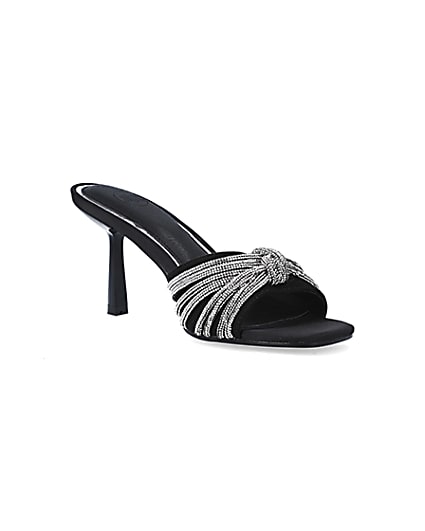 360 degree animation of product Black embellished heeled mule shoes frame-18