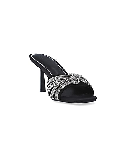 360 degree animation of product Black embellished heeled mule shoes frame-19
