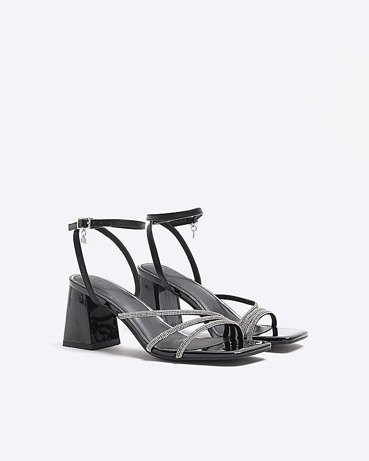 Black embellished heeled sandals