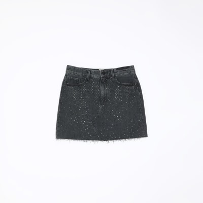 Black embellished mini skirt