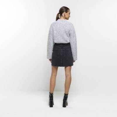 Black embellished mini skirt