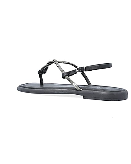 360 degree animation of product Black embellished sandals frame-5