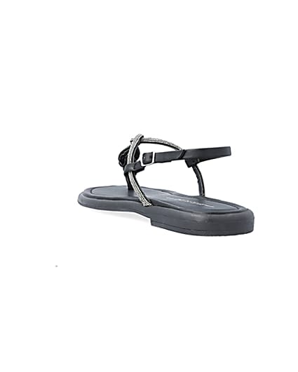 360 degree animation of product Black embellished sandals frame-7