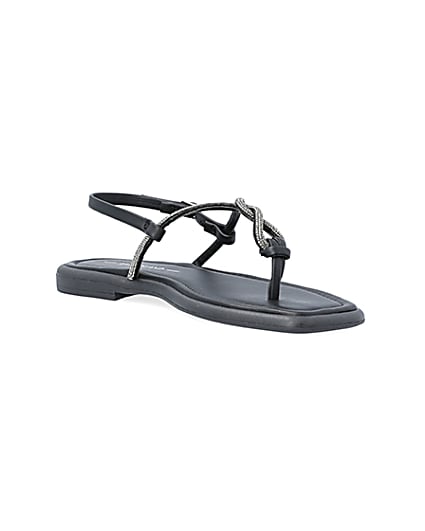 360 degree animation of product Black embellished sandals frame-18