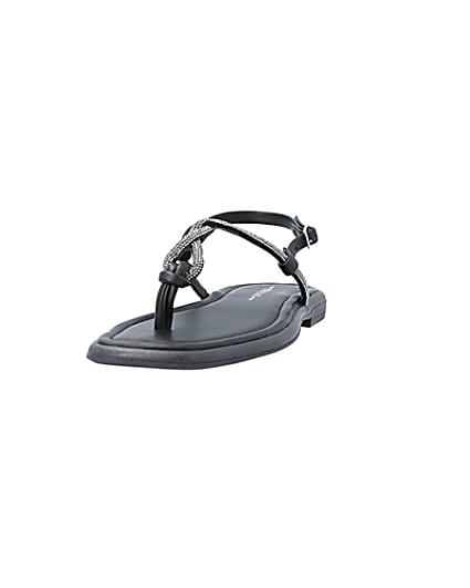 360 degree animation of product Black embellished sandals frame-22